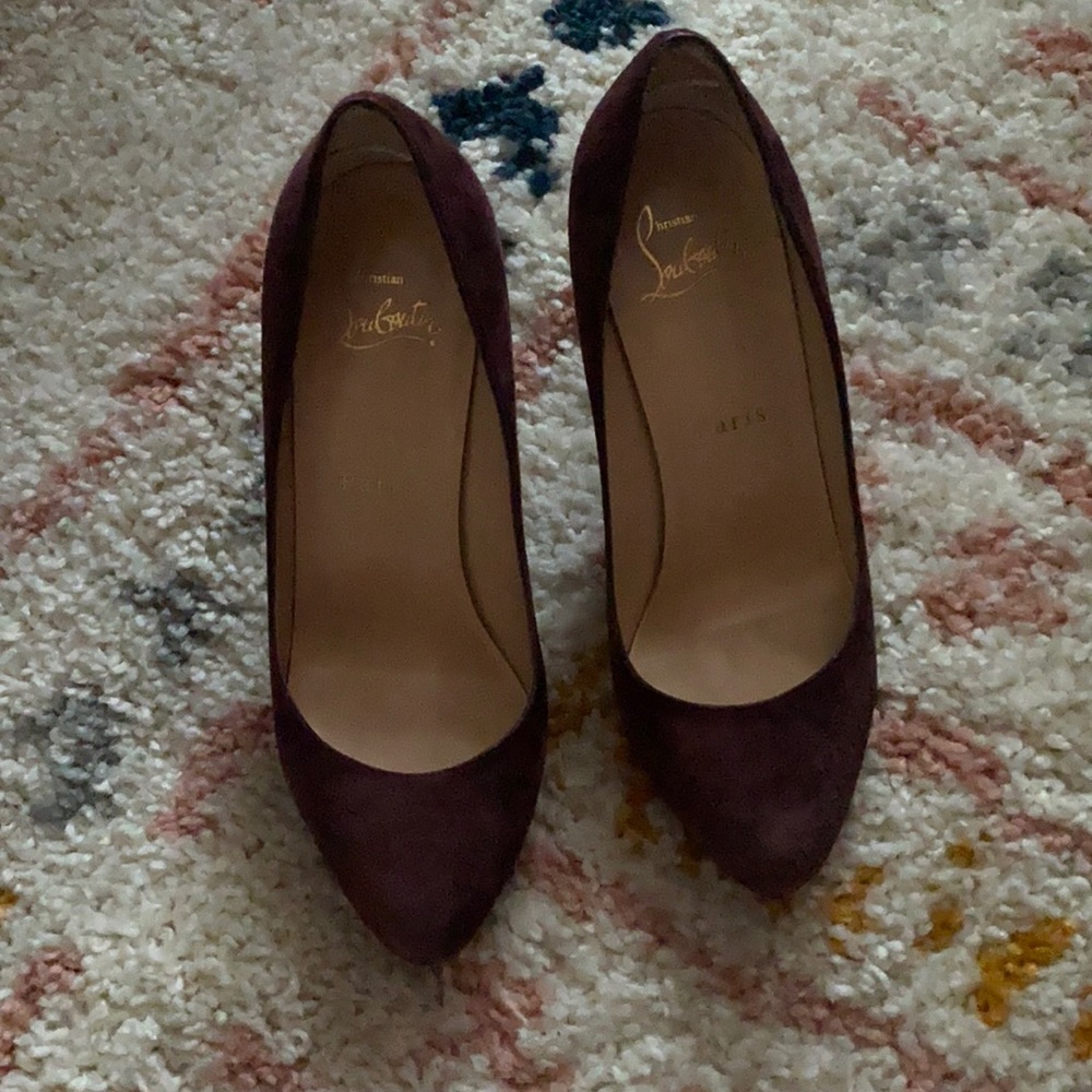 Christian Louboutin Purple Suede Heels Stilettos